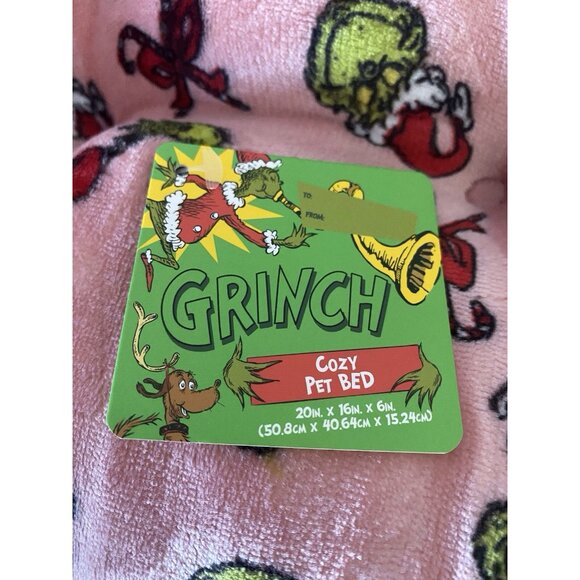 Dr. Seuss Grinch Small Dog Cat Pet Cozy Cuddler Bed Pink Christmas Ornaments NEW - Picture 3 of 15